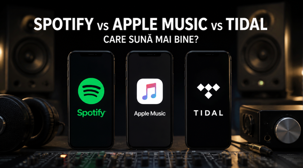 Comparație: Spotify vs Apple Music vs Tidal — care sună mai bine